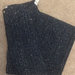 Maeve Navy Tweed Wide-Leg Jeans